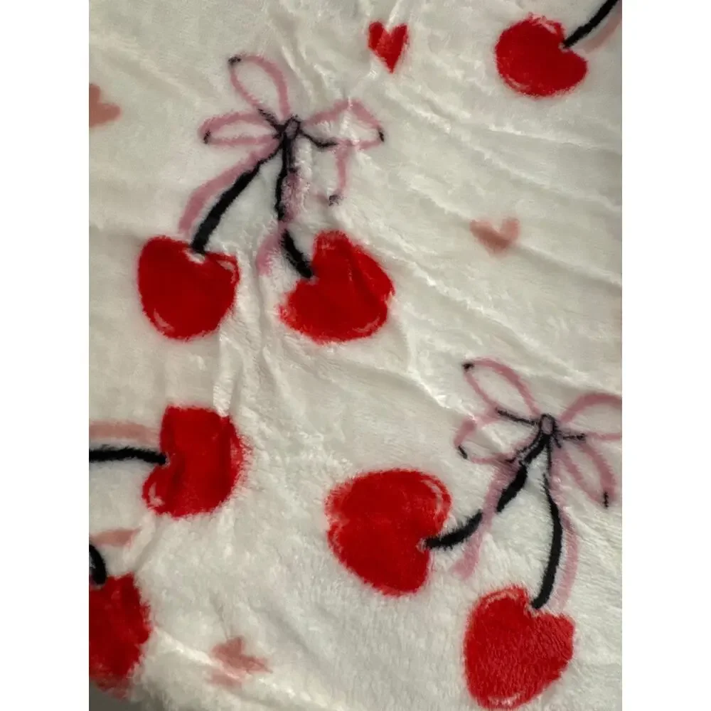 MSRP: $69.99 | ✨ Rose Kind Cherry Bow Plush Oversized Throw Blanket 108” x 52” ✨